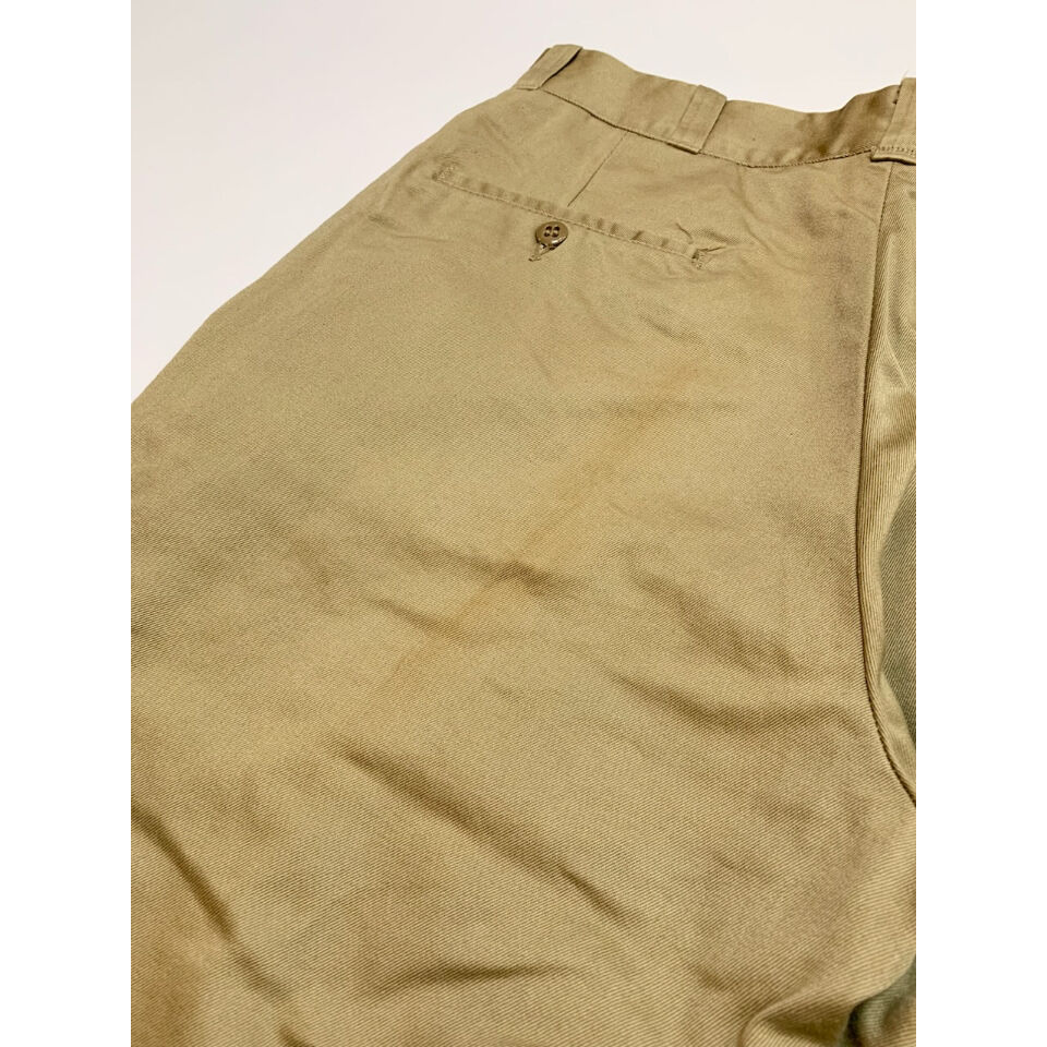70s US ARMY KHAKI TROUSERS Size W30L30→W30L29 |