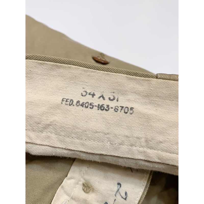 50s US ARMY KHAKI TROUSERS Size W34L31→W31L30 |