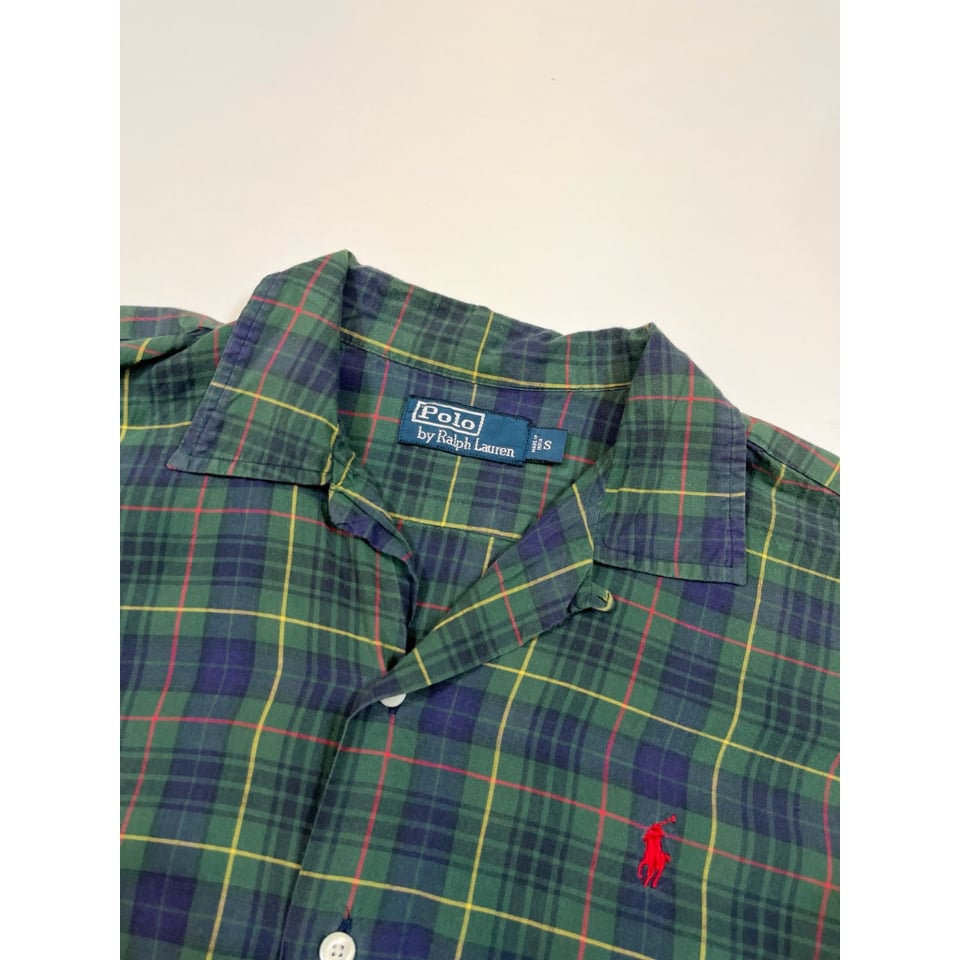 90s Ralph Lauren S/S OPEN COLLAR SHIRT Size S |
