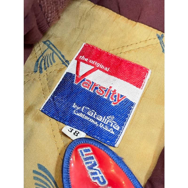 70's〜 Varsity by Catalina ダービージャケット 42 70s Catalina Varsity トビウオ総柄 キルティングライナー