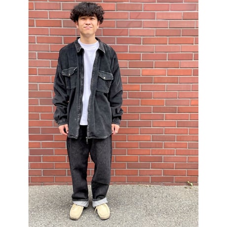 90s BON HOMME FULLZIP BLACK CORDUROY SHIRT Size XL