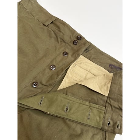 50s FRENCH ARMY M-47 "EARLY MODEL" FIELD TROUSERS Size W37.5L28