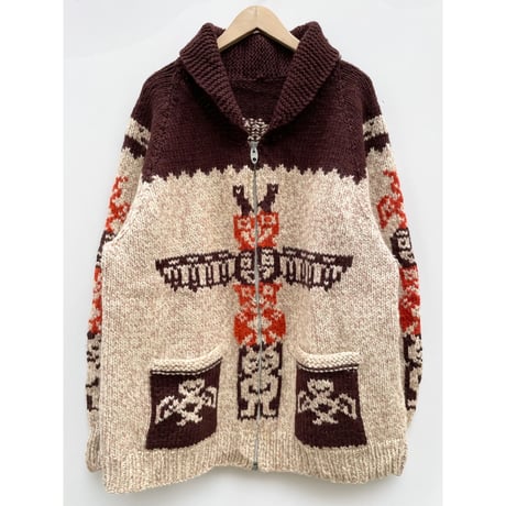 60s "TOTEM POLE" COWICHAN SWEATER Size XL程