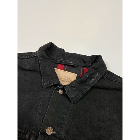 90s Levi's 70427 FLANNEL LINED BLACK DENIM JACKET MADE IN USA 🇺🇸 Size L程
