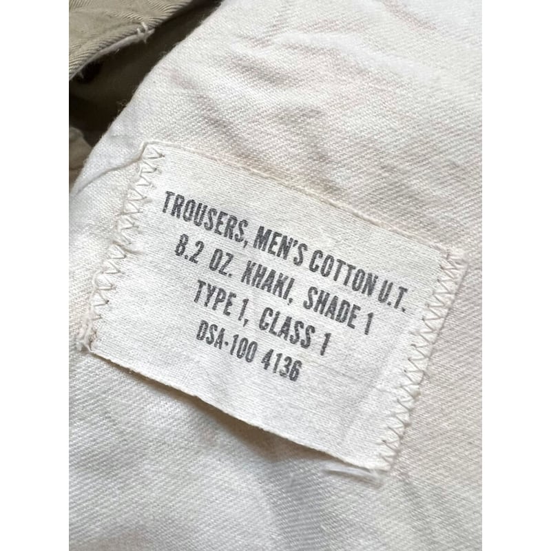 60s US ARMY KHAKI TROUSERS Size W31L29→W30L28 |