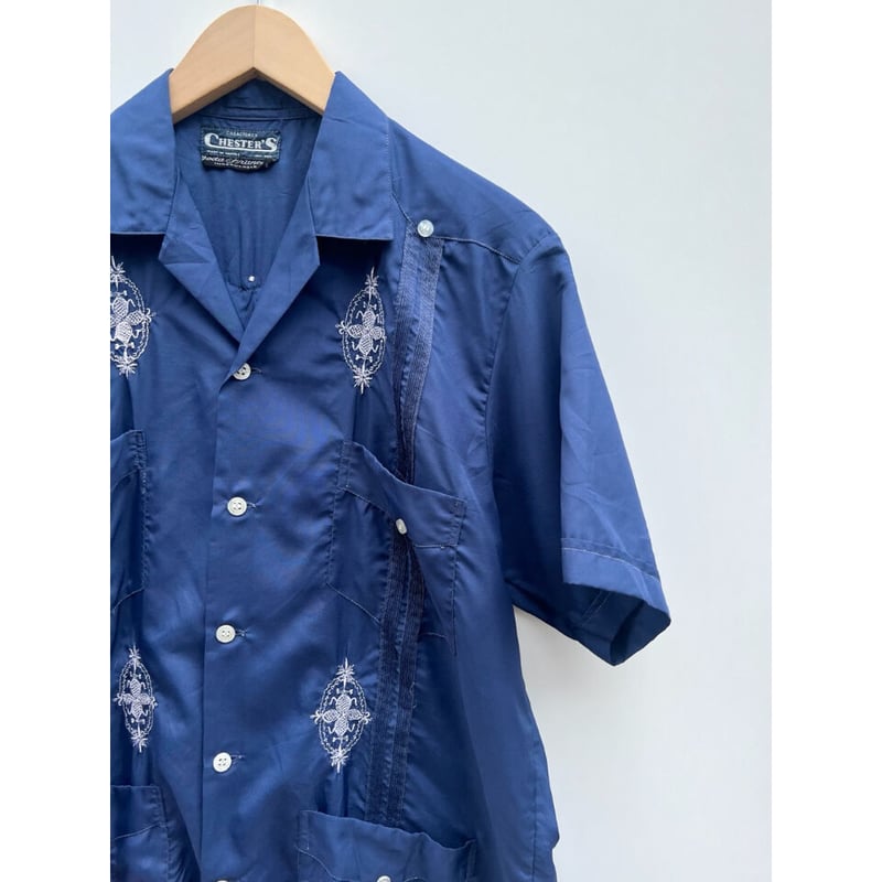 80s CHESTER'S OPEN COLLAR CUBA SHIRT Size M程 |