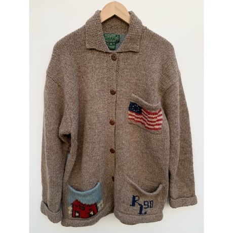 90s POLO COUNTRY HAND KNIT CARDIGAN Size M