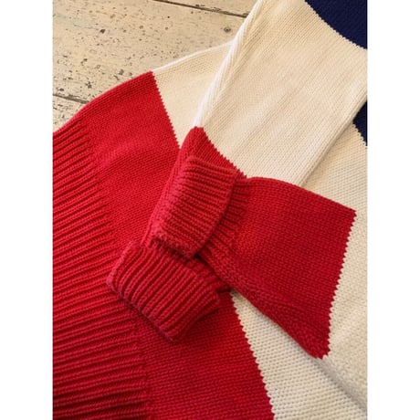 80s Ralph Lauren "CROSS FLAGS" COTTON HAND KNIT Size L