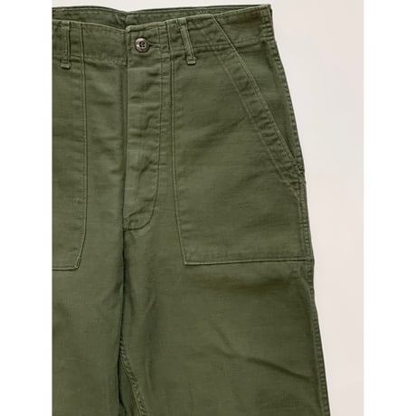 70s US ARMY OG-107 COTTON SATEEN BAKER PANTS Size W30L31→W30L28