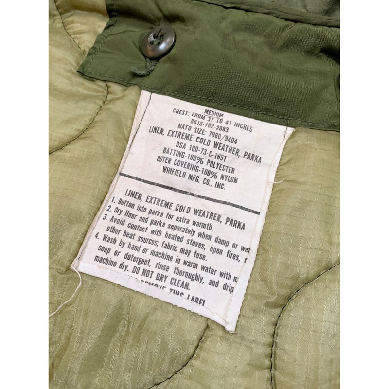 72年 M-65 PARKA XS-R ライナーS 72s US ARMY M-65 FISHTAIL PARKA 