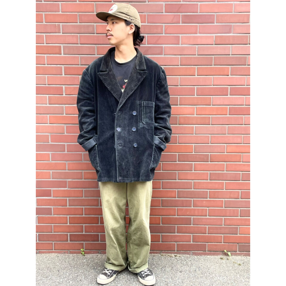 80s DOUBLE BREASTED CORDUROY WORK JACKET MADE I