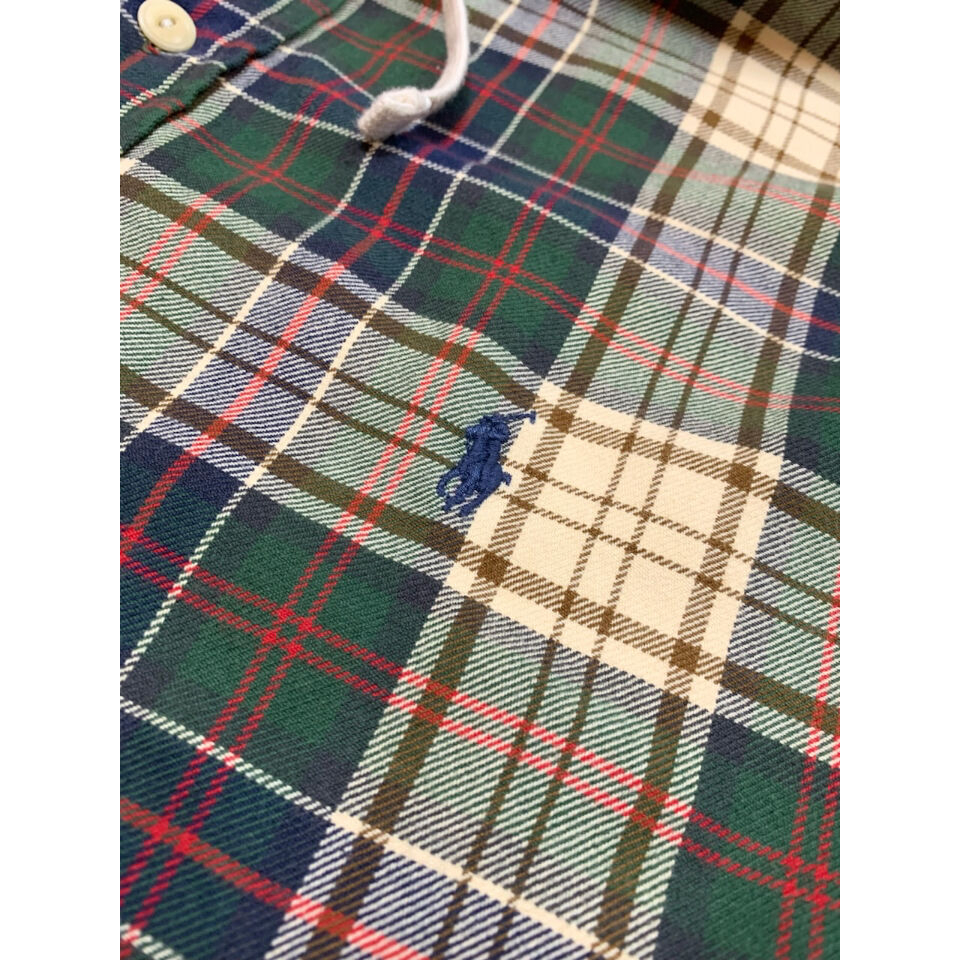 90s Ralph Lauren HOODED FLANNEL SHIRT Size XL |...