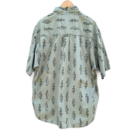 90s Columbia "FISH PATTERN" S/S SHIRT Size L