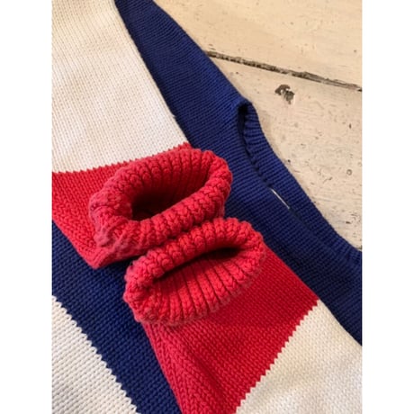 80s Ralph Lauren "CROSS FLAGS" COTTON HAND KNIT Size L