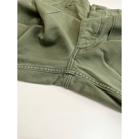 60s US ARMY OG-107 COTTON SATEEN BAKER PANTS Size W36L31→W35.5L29.5