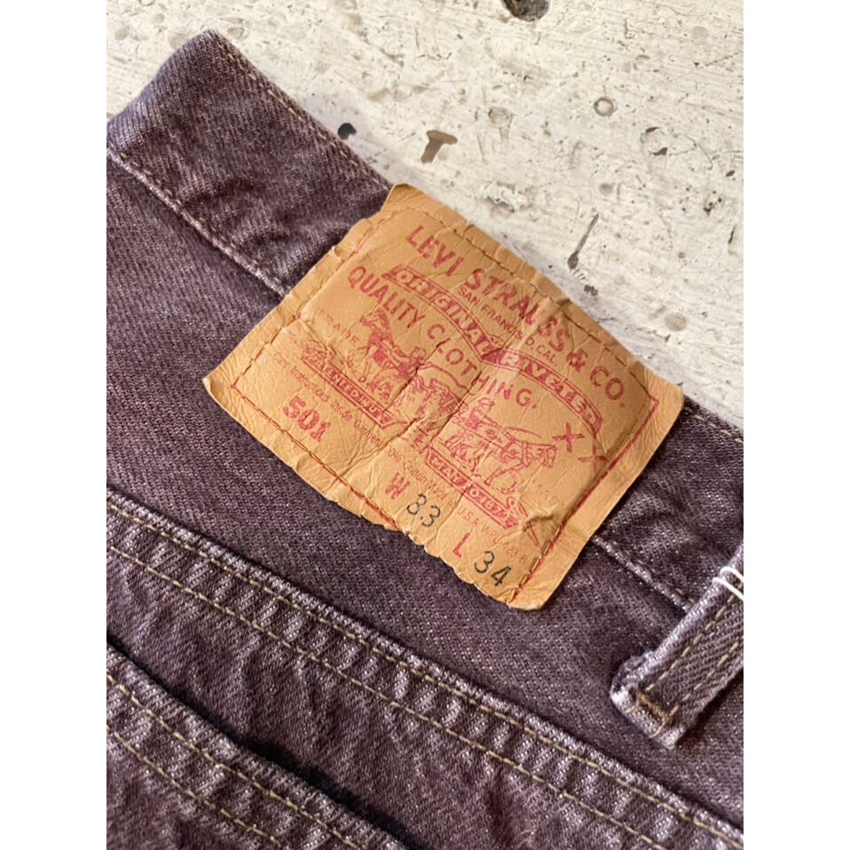 90s Levi's 501 BURGUNDY COLOR DENIM PANTS MADE ...