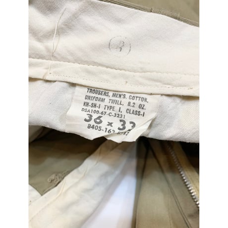 60s US ARMY KHAKI TROUSERS Size W36L33→W33L29