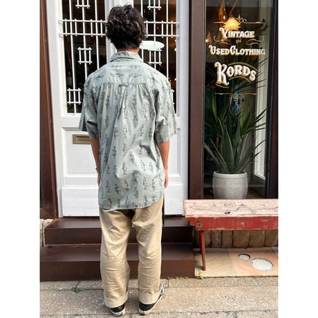 90s Columbia "FISH PATTERN" S/S SHIRT Size L