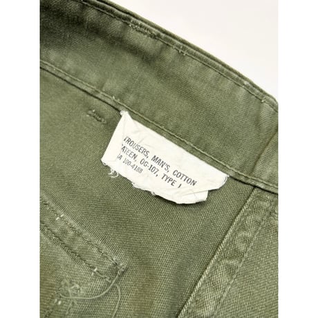 60s US ARMY OG-107 COTTON SATEEN BAKER PANTS Size W30L33→W29L31