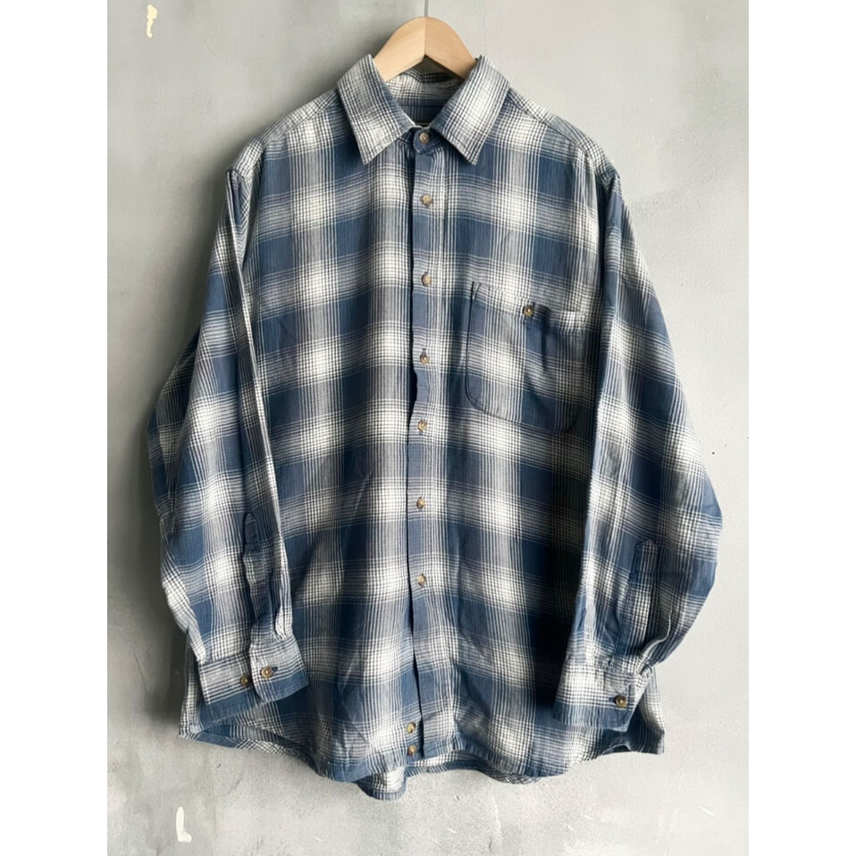 希少 90's DAVID TAYLOR オンブレ ネルシャツ 古着 90s USA製 DAVID TAYLOR グリーン オンブレ シャドー