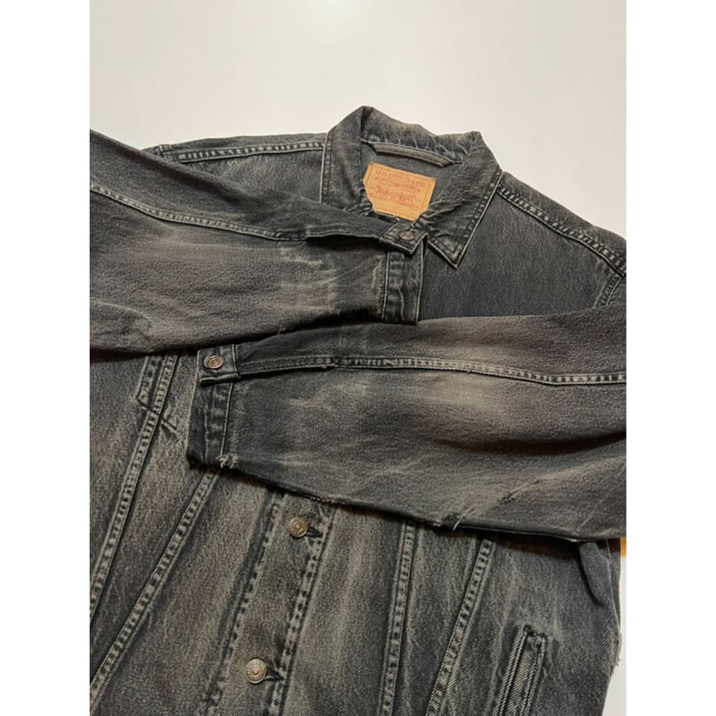 90s Levi's 75525-0260 BLACK DENIM JACKET MADE I...