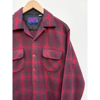 60s PONDEROSA "OMBRE CHECK" WOOL OPEN COLLAR SHIRT Size L