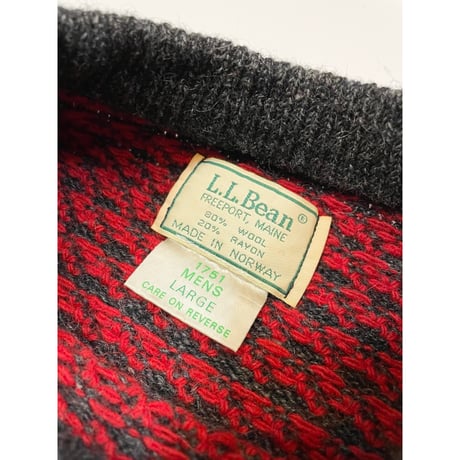 80s L.L.Bean "Birds Eye" WOOL KNIT MADE IN NORWAY🇳🇴 Size L