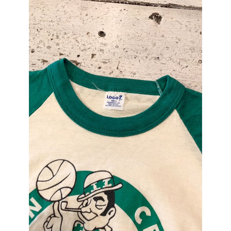 70s BOSTON CELTICS Raglan Sleeve Tee MADE IN U