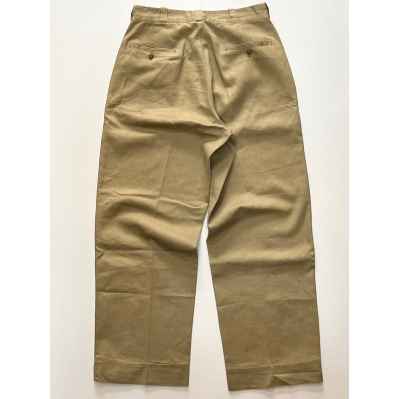 50s US ARMY KHAKI TROUSERS Size W32L31→W31L29