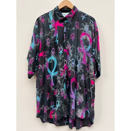 90s ISLAND ACEFRIC S/S RAYON PATTERNED SHIRT Size L程
