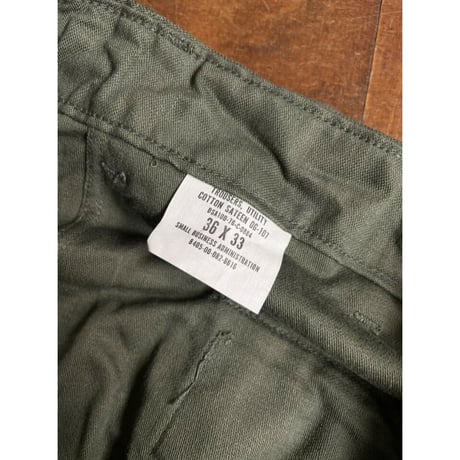 70s "DEAD STOCK" US ARMY OG-107 COTTON SATEEN BAKER PANTS Size W36L33