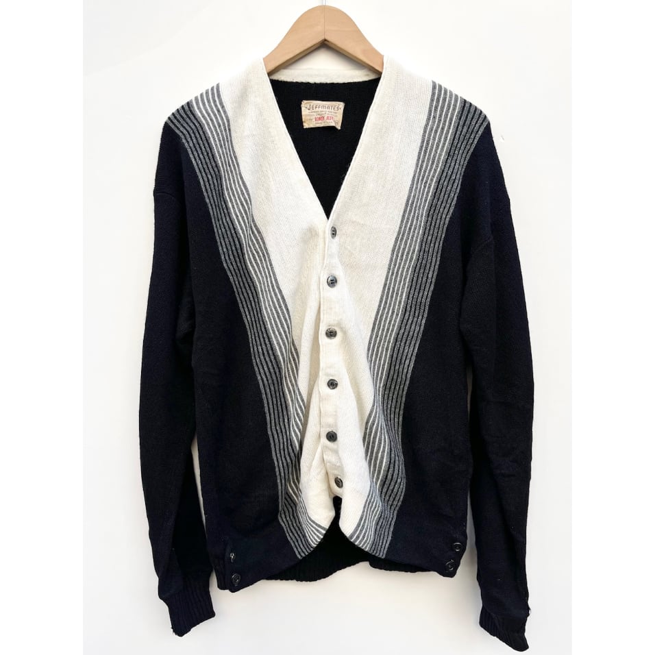 黒 70s XL ROAD JEFF アクリル カーディガン ブラック USA製 70s LORD JEFF ACRYLIC CARDIGAN MADE IN USA🇺🇸 Si