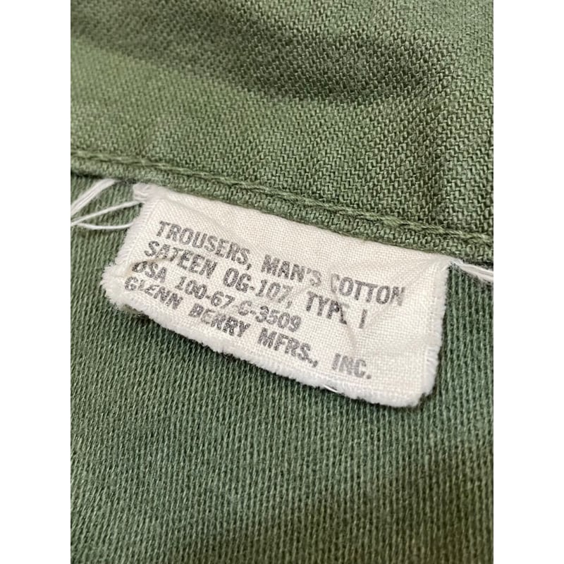 60s US ARMY OG-107 COTTON SATEEN BAKER PANTS Si