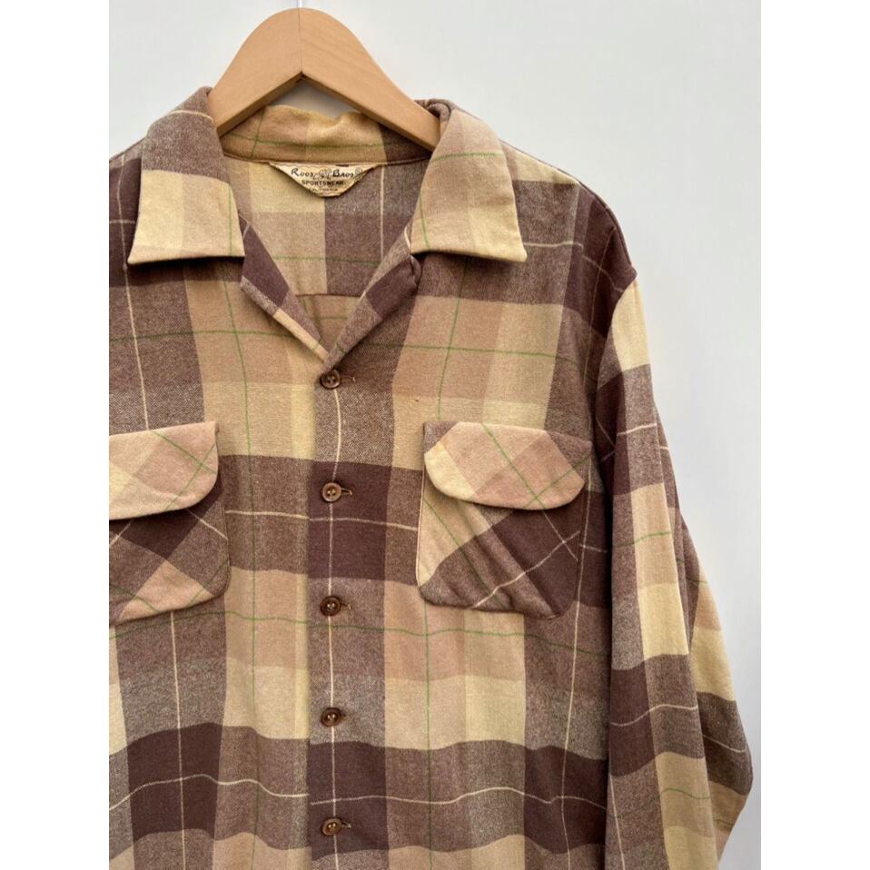 50〜60s Roos Bros CALIFORNIA OPENCOLLAR WOOL SHI