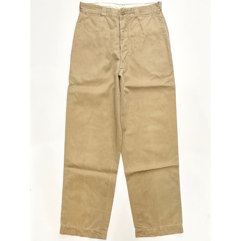 50s US ARMY KHAKI TROUSERS Size W32L33→W31L32 |