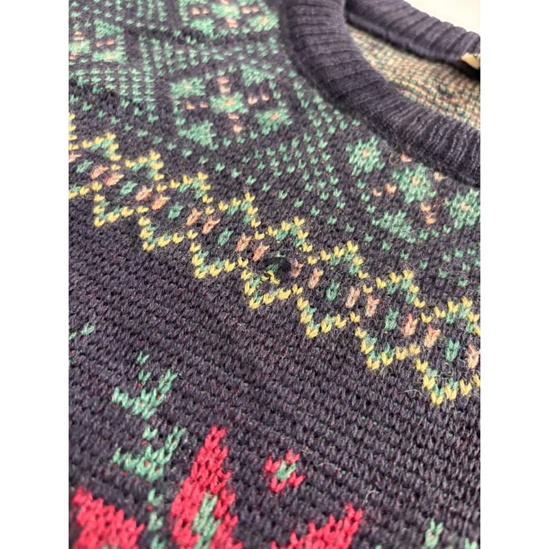 エルエルビーン　80s ニット　マルチカラー　コットン100 Lサイズ 80s L.L.Bean WOOL KNIT MADE IN IRELAND 🇮🇪 Size