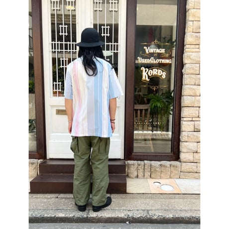 80〜90s Ralph Lauren "HAND WOVEN" S/S OPEN COLLAR SHIRT Size L