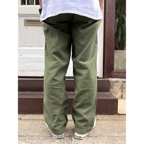 70s US ARMY OG-107 COTTON SATEEN BAKER PANTS Size W30L31→W30L28