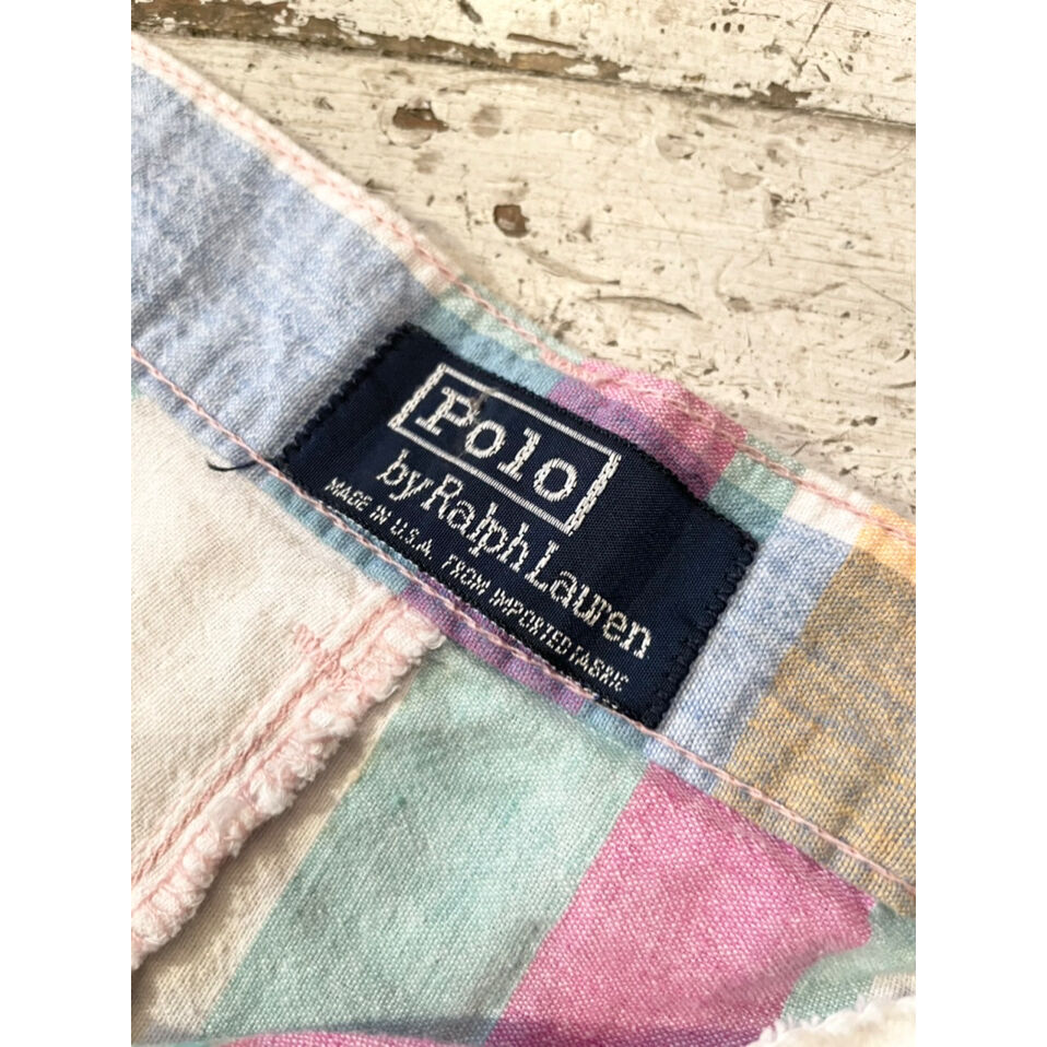 80s RALPH LAUREN MADRAS CHECK SHORTS MADE IN US