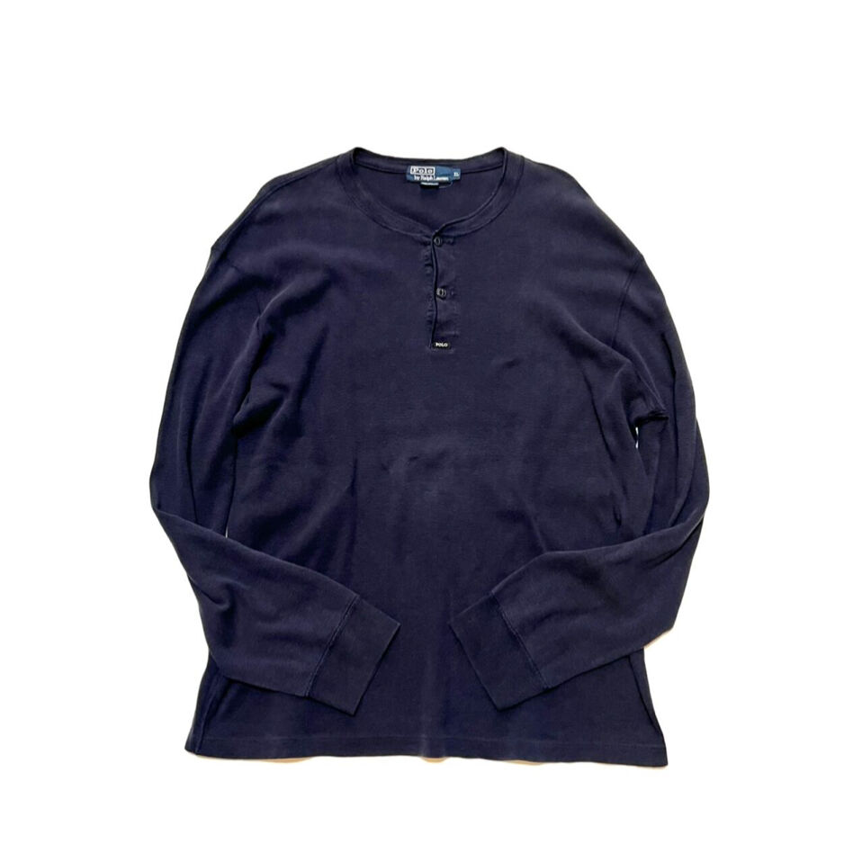 90s POLO Ralph Lauren HENRY NECK L/S Tee Size X