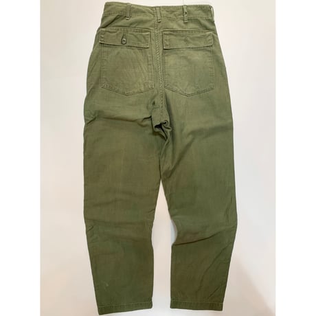 70s US ARMY OG-107 COTTON SATEEN BAKER PANTS Size W32L35→W30L32