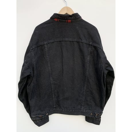 90s Levi's 70427 FLANNEL LINED BLACK DENIM JACKET MADE IN USA 🇺🇸 Size L程