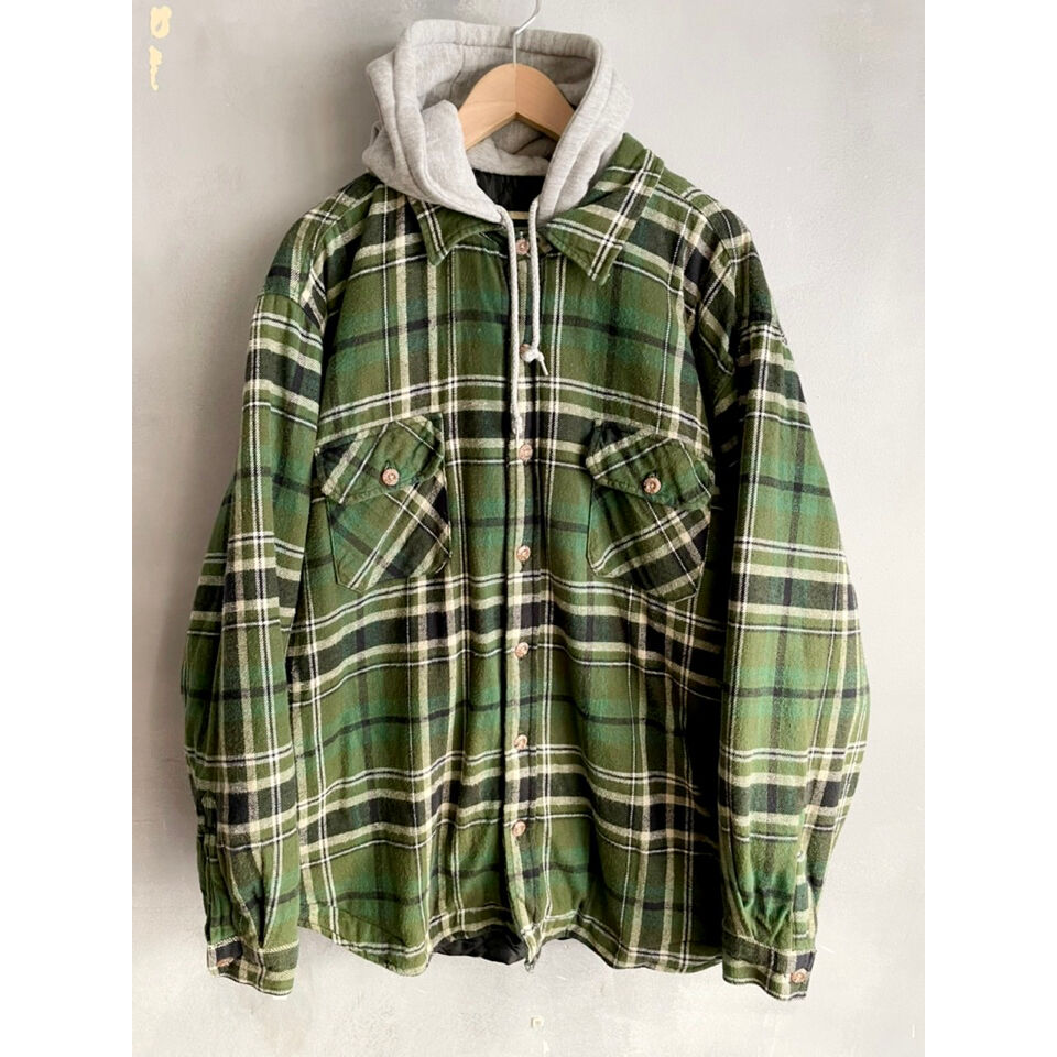 90s FIELD&STREAM QUILTING HOODIE FLANNEL SHIRT