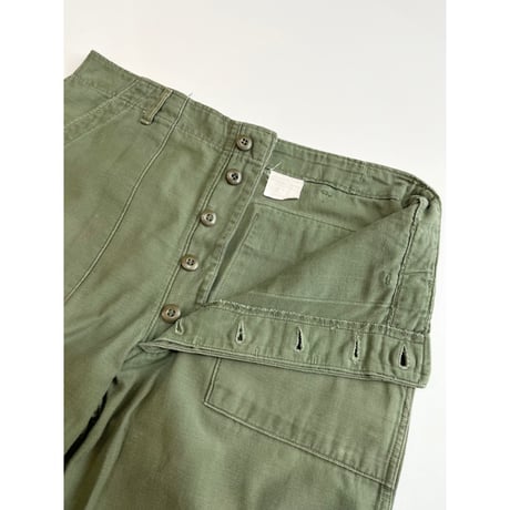 60s US ARMY OG-107 COTTON SATEEN BAKER PANTS Size W36L31→W35.5L29.5