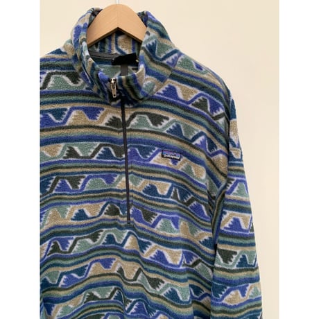 FA99s Patagonia "OVERALL PATTERN" HALFZIP FLEECE MADE IN USA 🇺🇸 Size XL