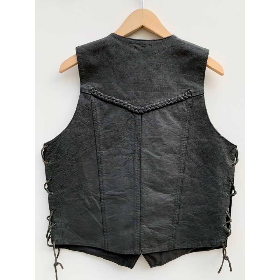 00s ユーロヴィンテージ イタリア HUDSON 編み込み レザーベスト 黒 00s HUDSON LEATHER VEST Size L程 | KORDS