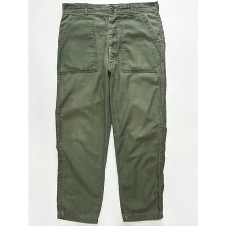 70s US ARMY OG-107 COTTON SATEEN BAKER PANTS Size W36L31→W34L29