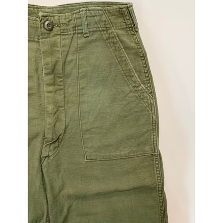 70s US ARMY OG-107 COTTON SATEEN BAKER PANTS Size W32L35→W30L32