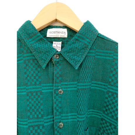 90s SOSTANZA COTTON CHECK SHIRT Size L