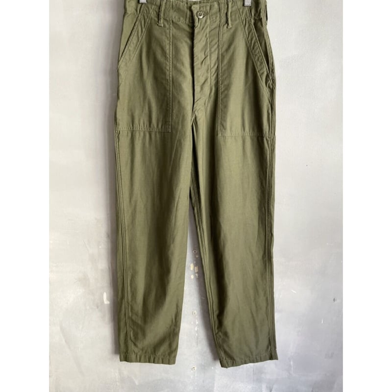 70s US ARMY OG-107 COTTON SATEEN BAKER PANTS Si